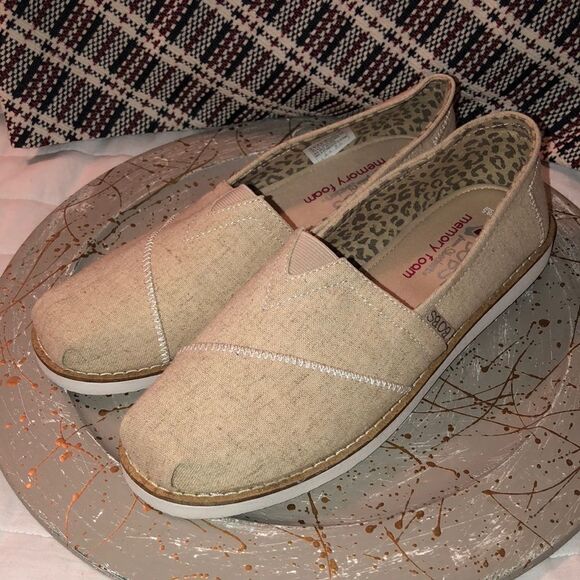 BOBS 8.5 by Sketchers Memory Foam Linen Canvas Slip On Flats Shoes - Picture 4 of 13